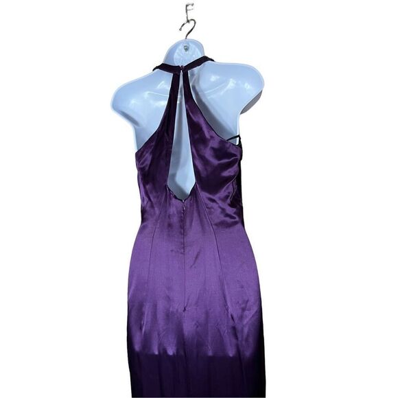 Vintage Jessica‎ McClintock Gunne Sax Purple Satin Beaded Halter Gown Size 7/8 - Picture 8 of 14